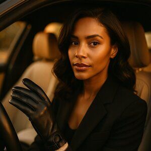 NWT Rachel Parcell Driving Glove Leather Cashmere Lined Black SZ 6